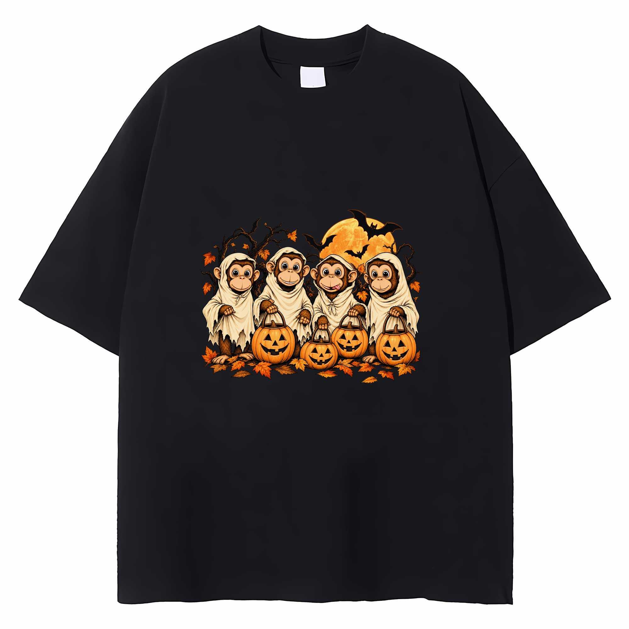 Monkey Ghost Halloween T-shirt Cute Funny Pumpkin Animal Graphic Monkey Lover Gift