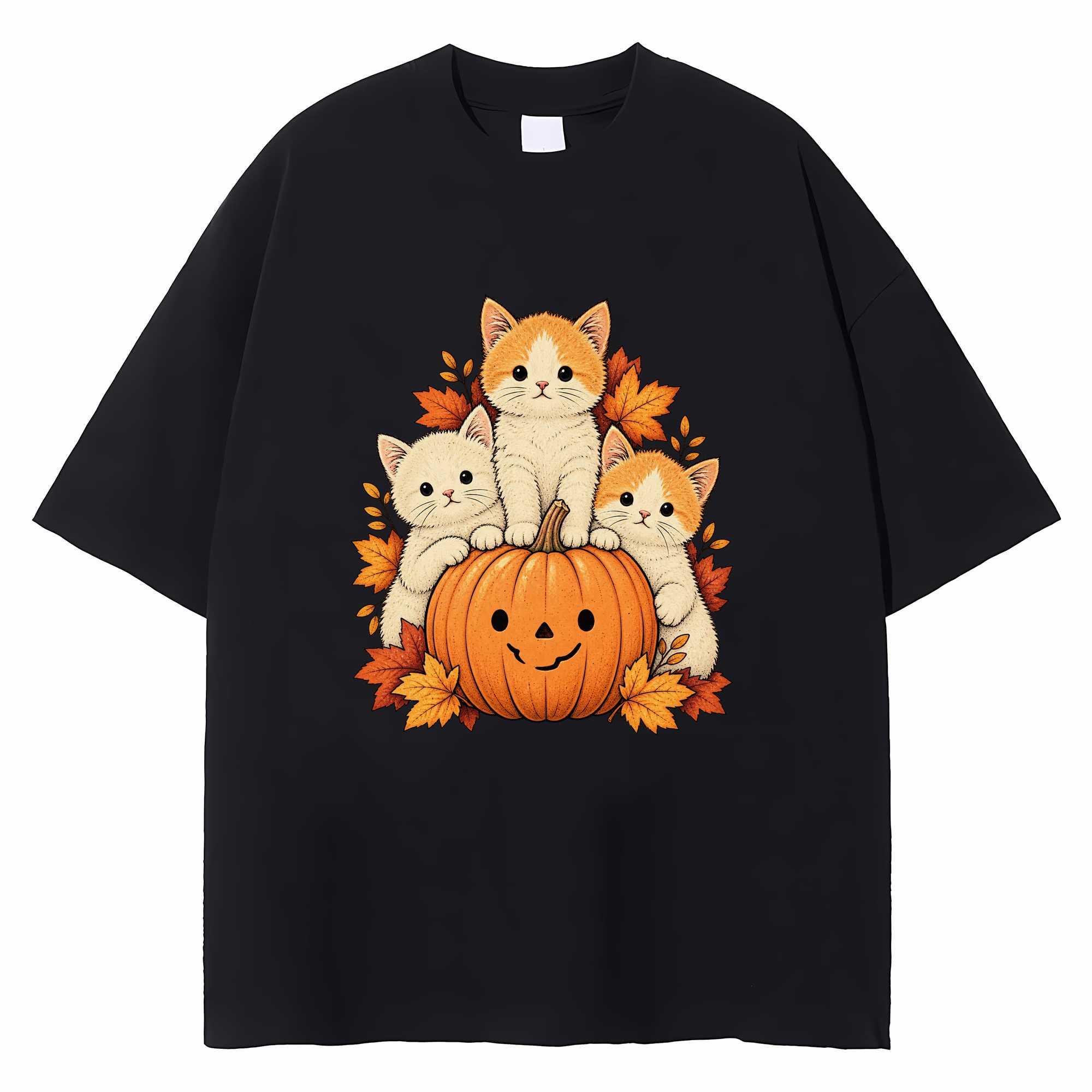 Vintage 90s Cat Halloween T-shirt Retro Black Cat Pumpkin Graphic Cat Lover Gift
