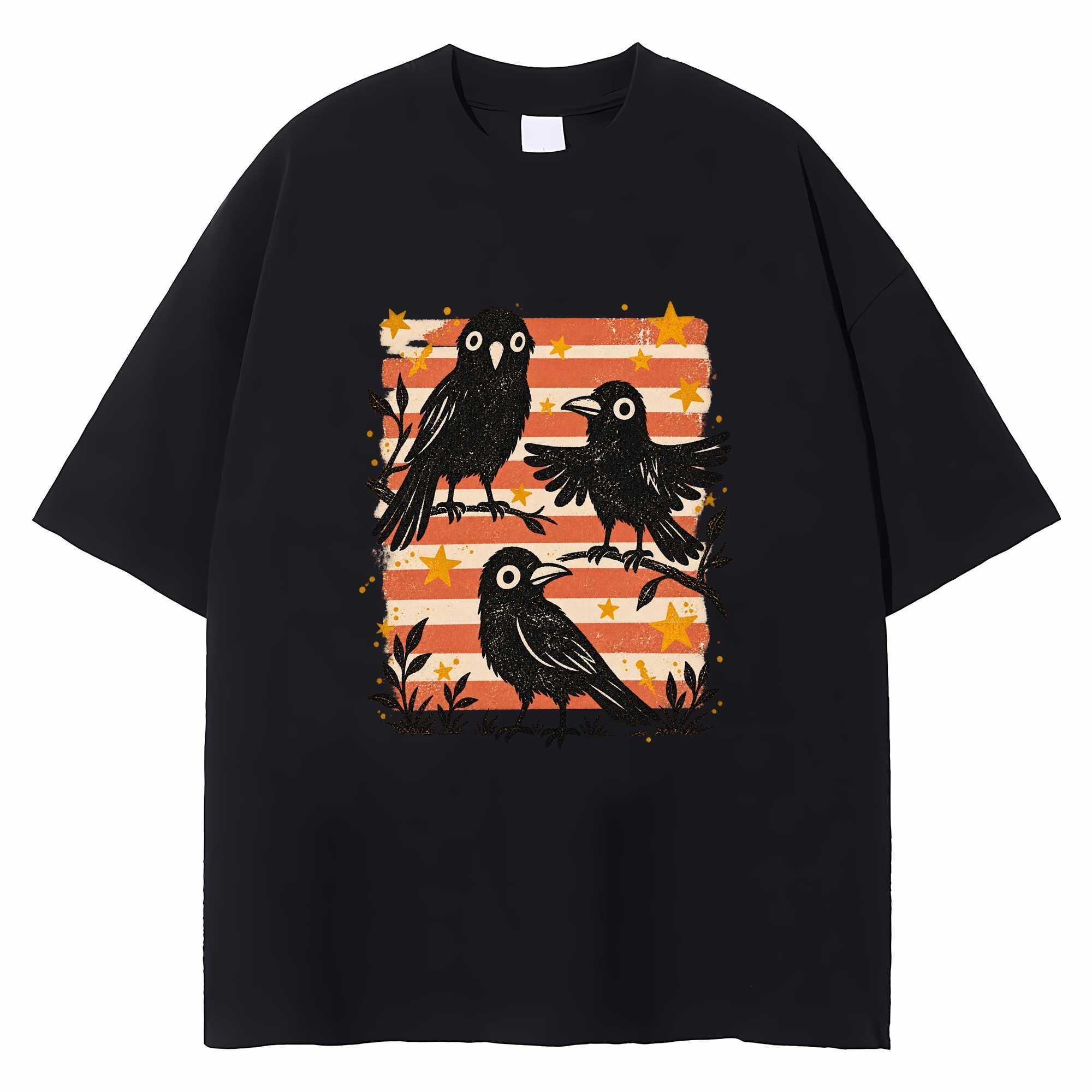 Vintage Crow Halloween T-shirt Retro Witchy Cottagecore Boho Graphic Tee